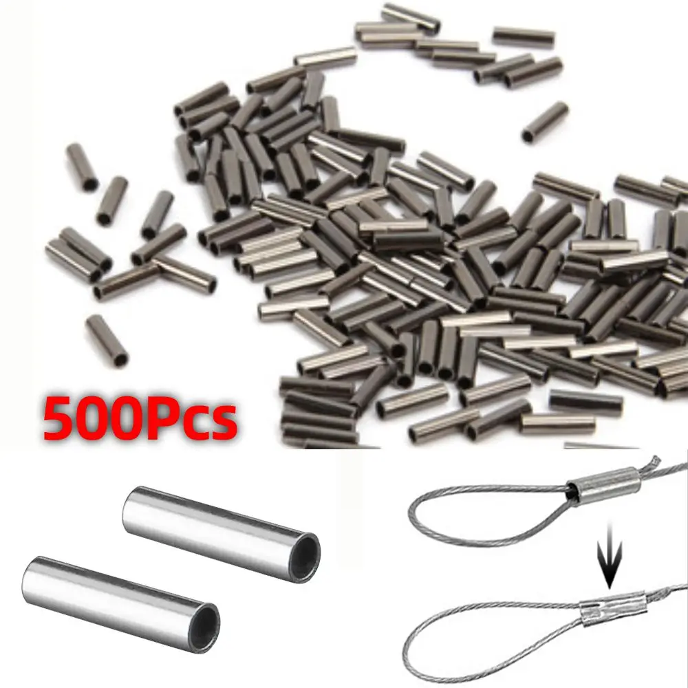 Ice Fishing Line - 500 unids/bolsa mangas de prensado de